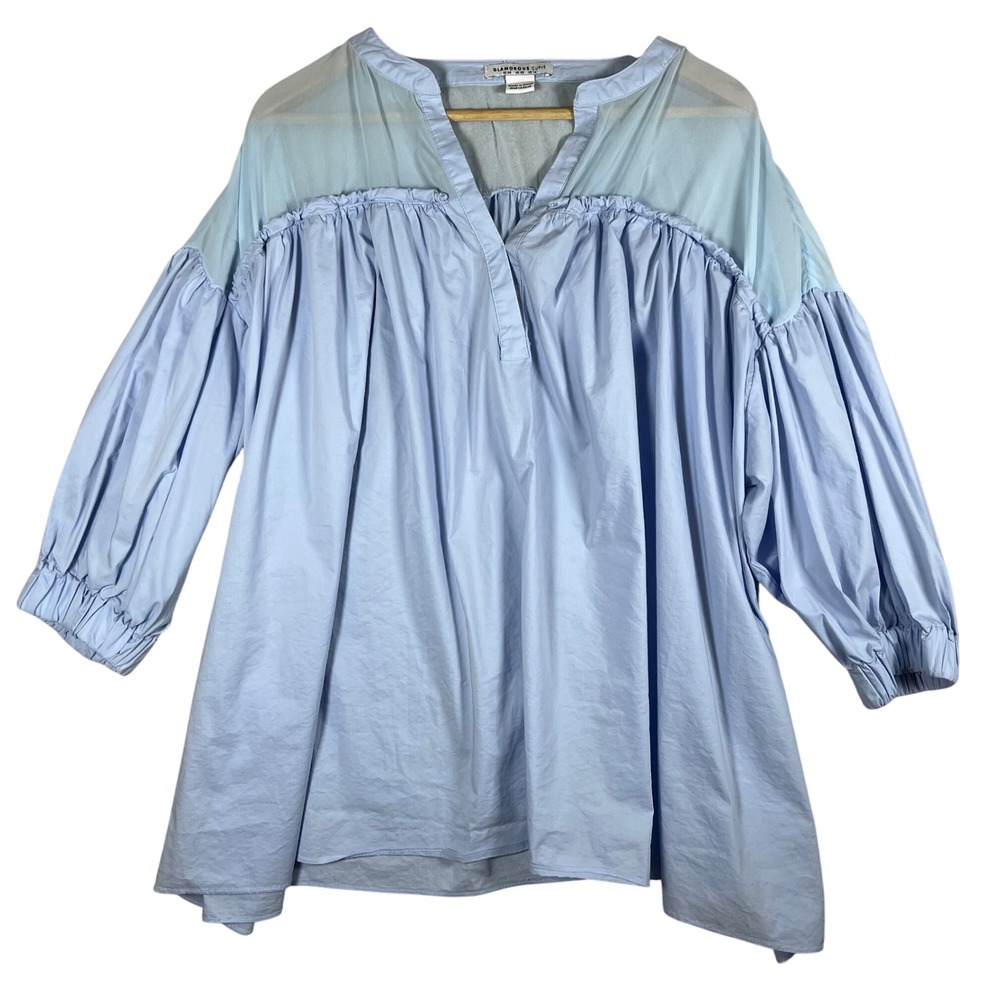 Glamorous‎ Curve Tunic Top Long Balloon SleevesBlue,US Size 16 Chic Flowy BOHO